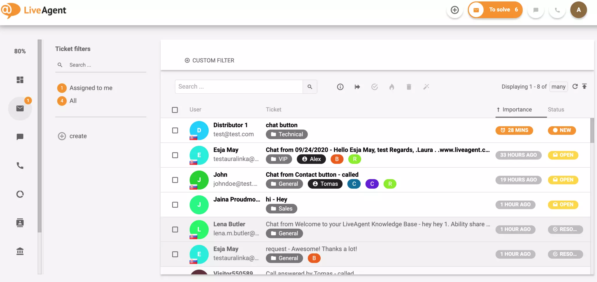 Sistema de tickets en LiveAgent