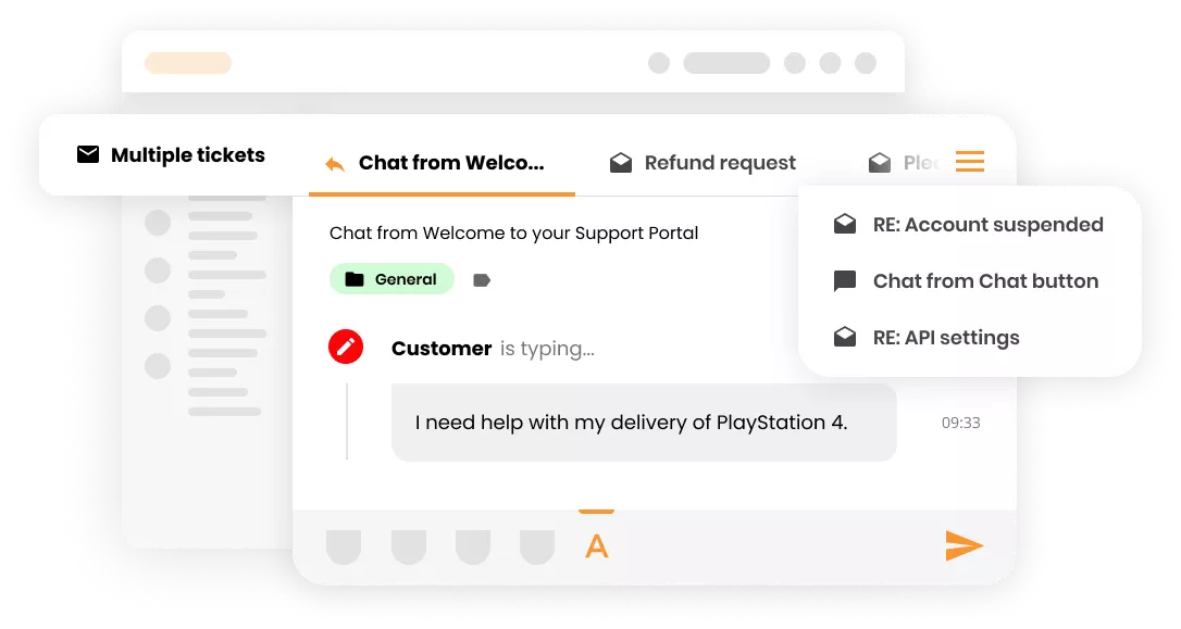 Software de help desk de LiveAgent con múltiples tickets