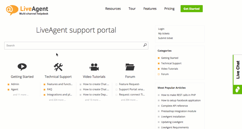 LiveAgent - portal de autoservicio
