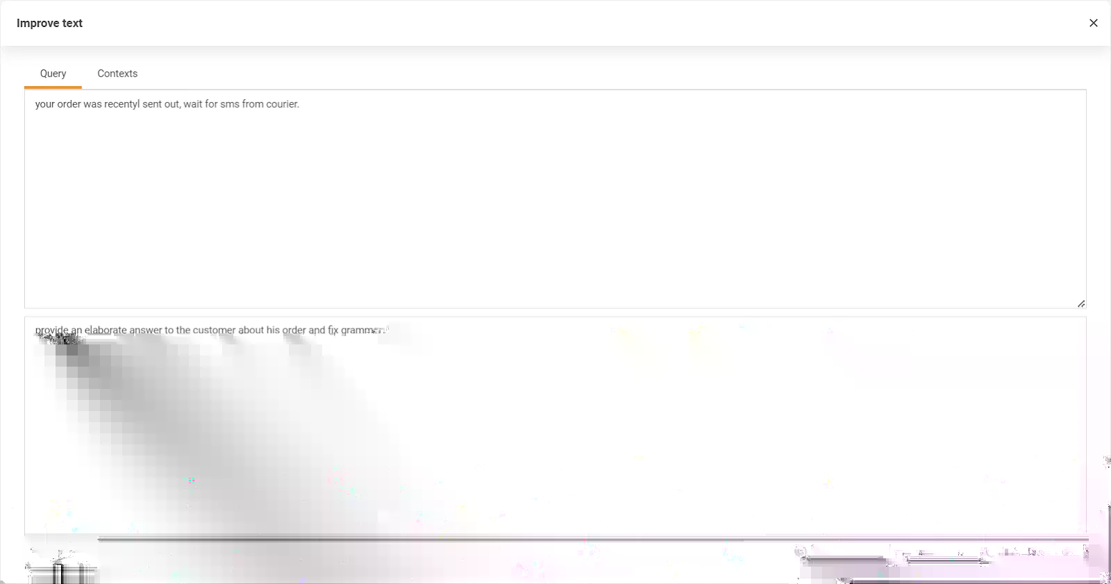 Imagen que muestra la función Mejorar texto de LiveAgent