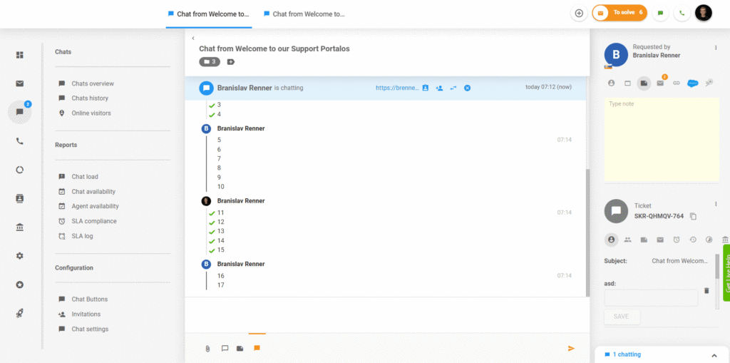 Texto faltante en chats en LiveAgent