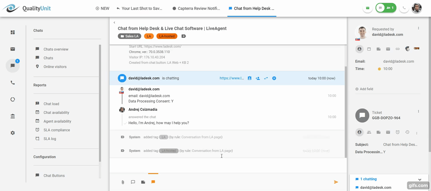 Vista de escritura en tiempo real