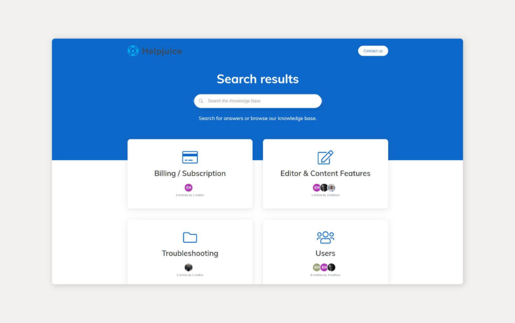 Sistema de base de conocimiento HelpJuice en uso