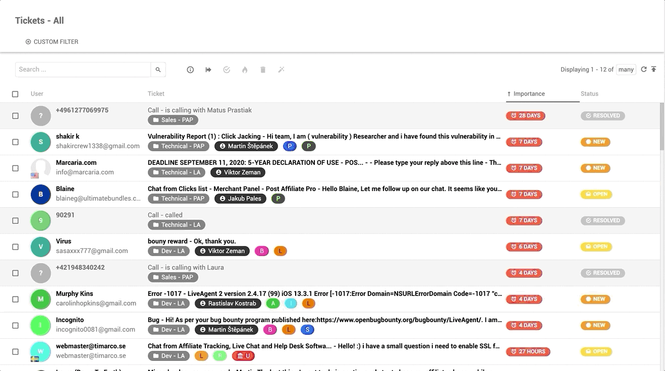Ejemplo de una bandeja de entrada universal