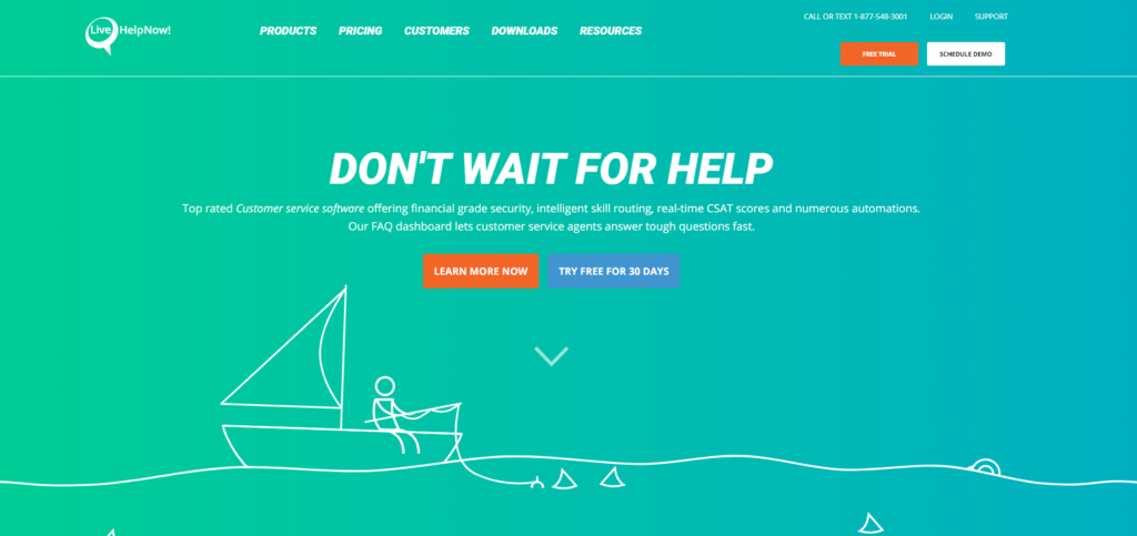 Página de inicio de LiveHelpNow