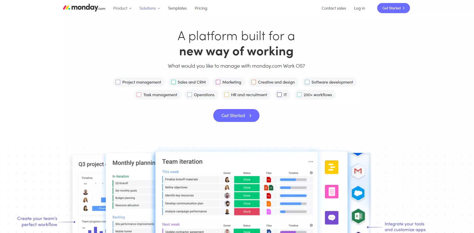 Página de inicio de Monday.com