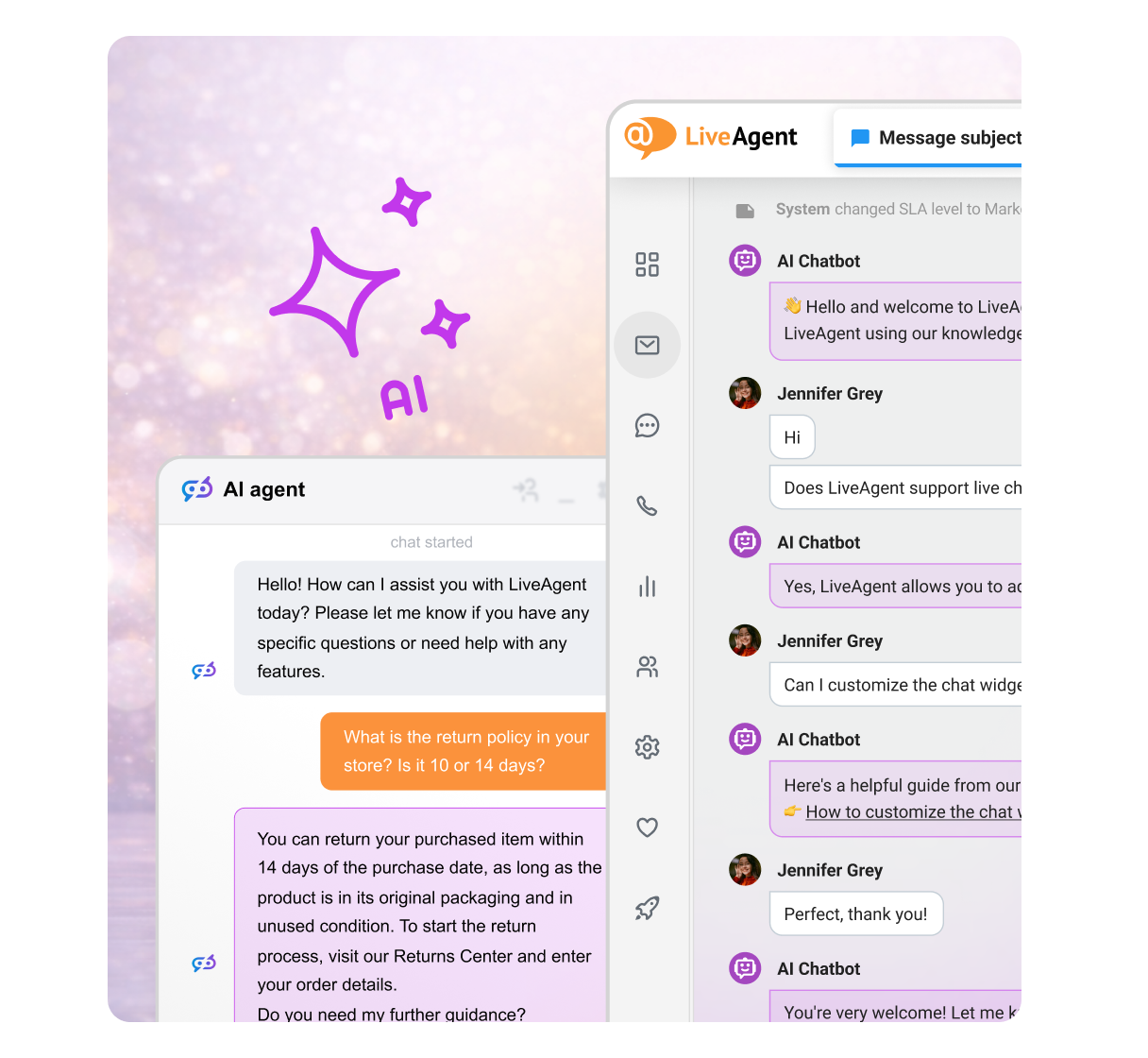 Obtén créditos de IA gratuitos equivalentes al 100% de tu suscripción mensual a LiveAgent.