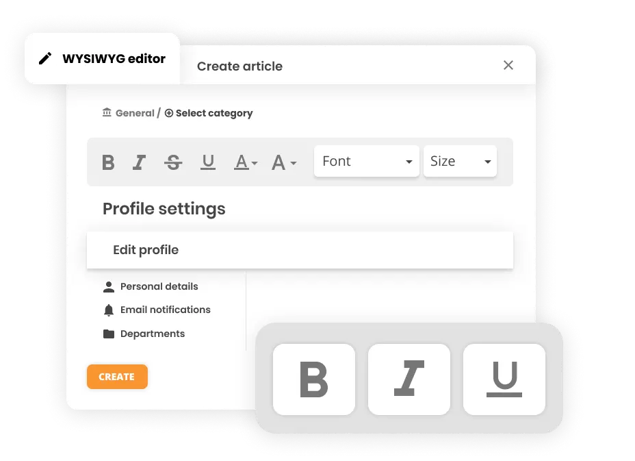 Editor WYSIWYG en software de servicio técnico - LiveAgent