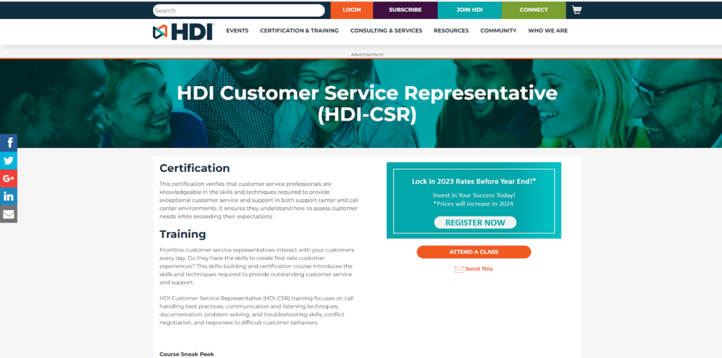 Curso de Representante de Servicio al Cliente de HDI