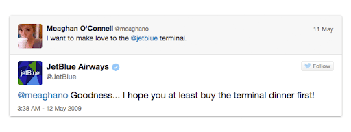 Respuesta de JetBlue a tweet de cliente en Twitter