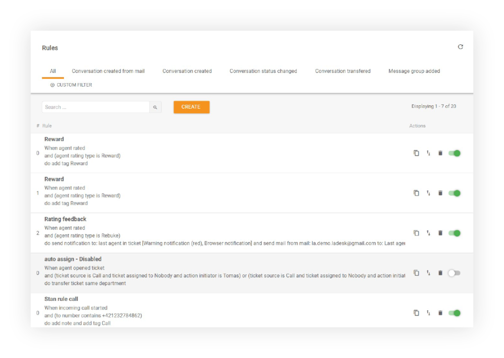 Reglas de automatización de LiveAgent