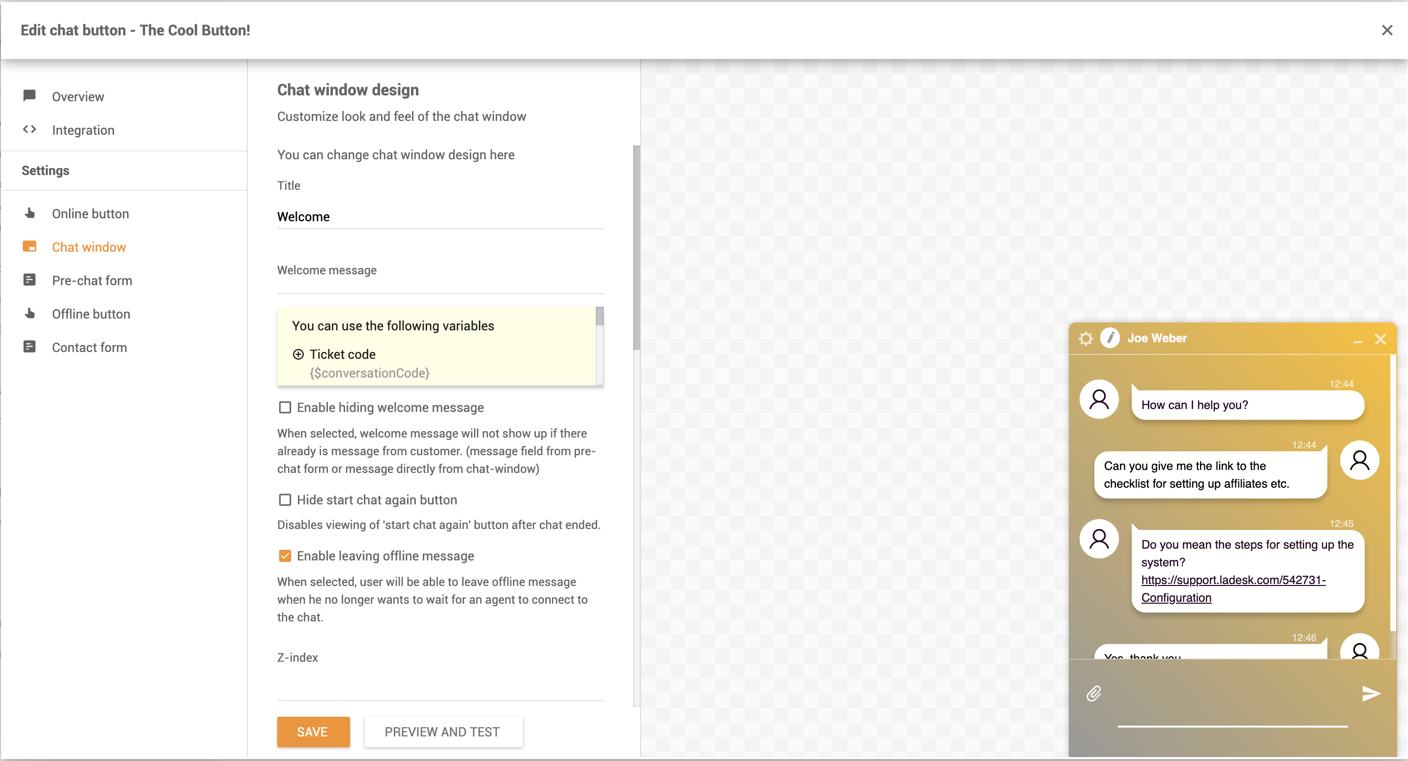Personaliza la ventana de chat