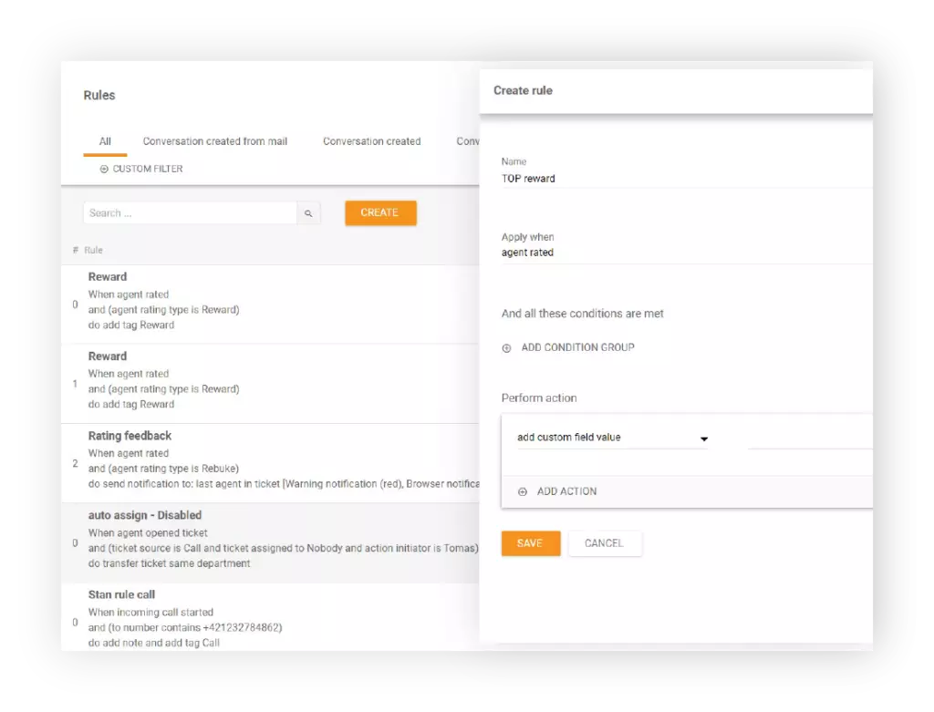 Crear regla en LiveAgent
