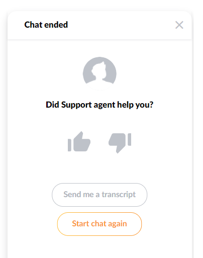 Encuesta CSAT utilizada por LiveAgent tras su interacción en chat en vivo