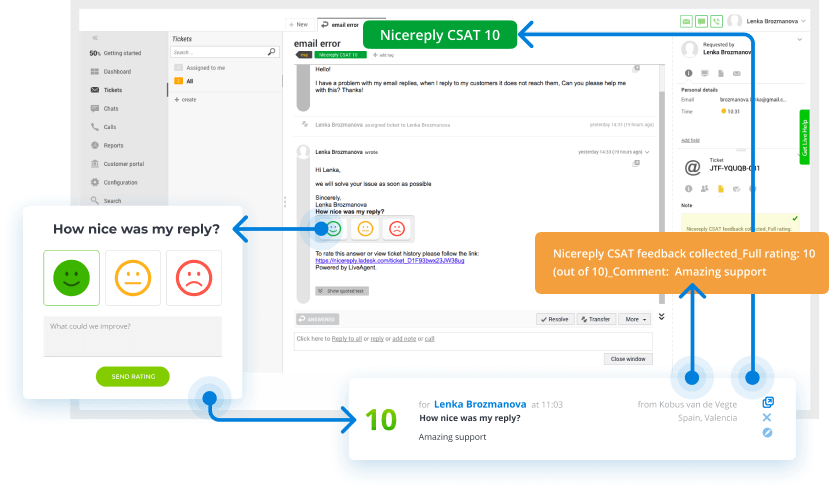 Implementar encuesta de retroalimentación del cliente - LiveAgent