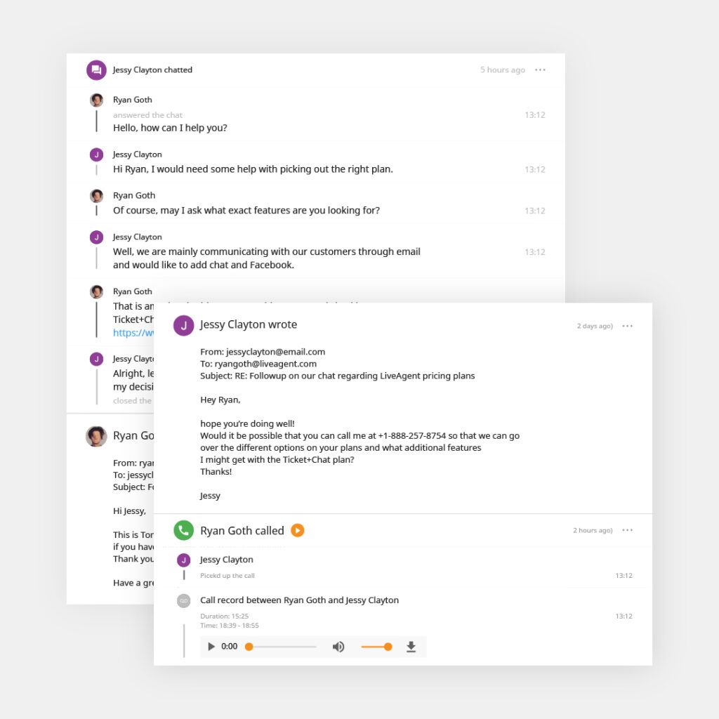 Ejemplo de ticket de LiveAgent