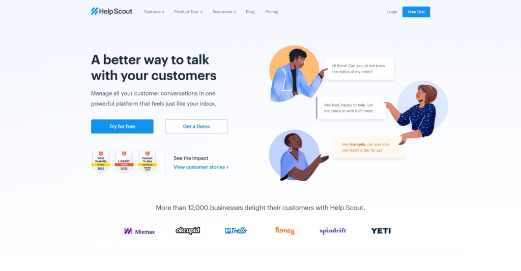 Página de inicio del software de Help Desk de Help Scout