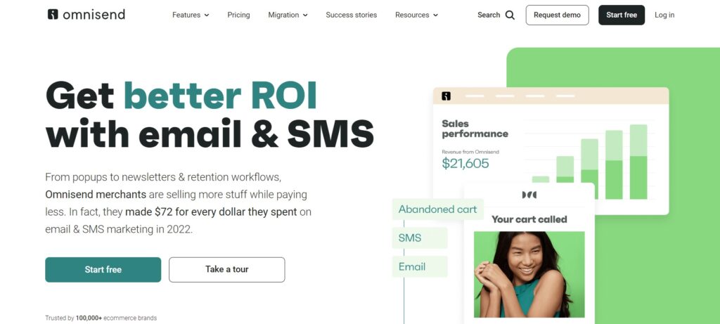 Página de inicio de Omnisend