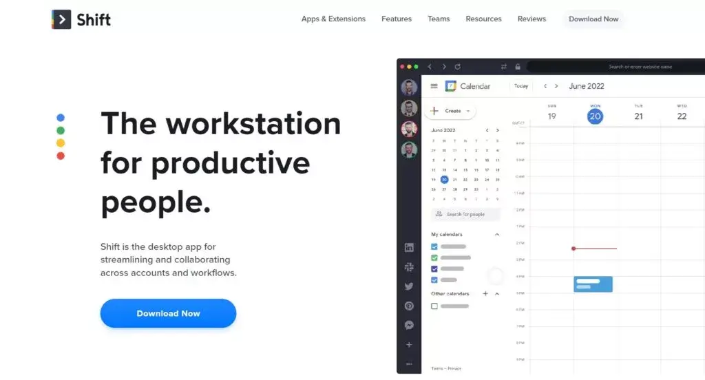Página de inicio de Shift