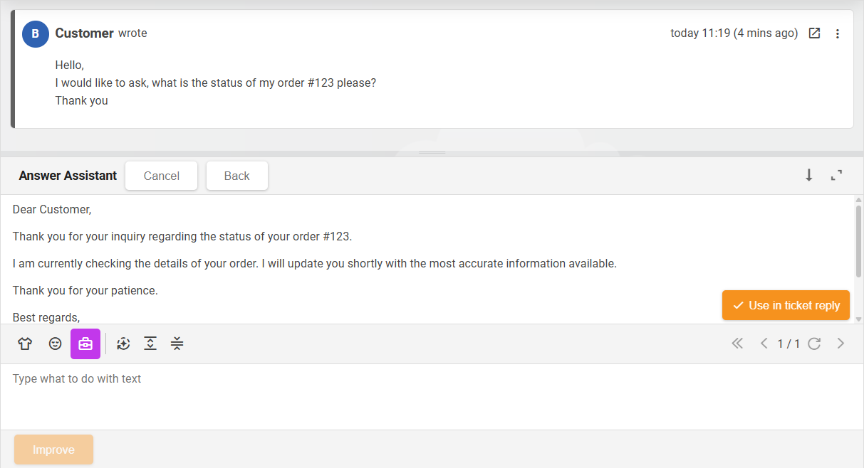 Descripción general de creación de comunicación de AI Draft Composer