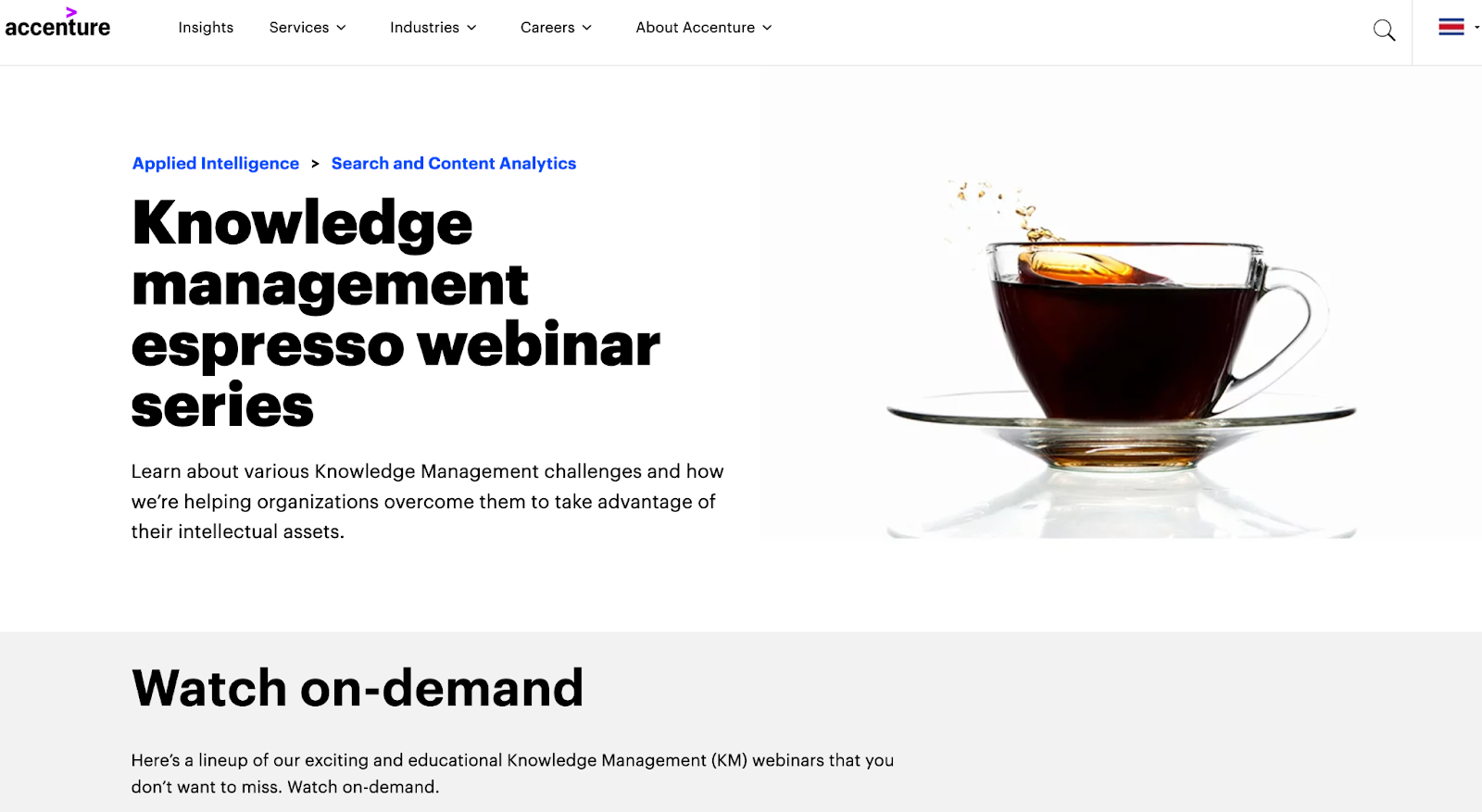 Una captura de pantalla de los recursos compartidos de Accenture a través de la gestión del conocimiento