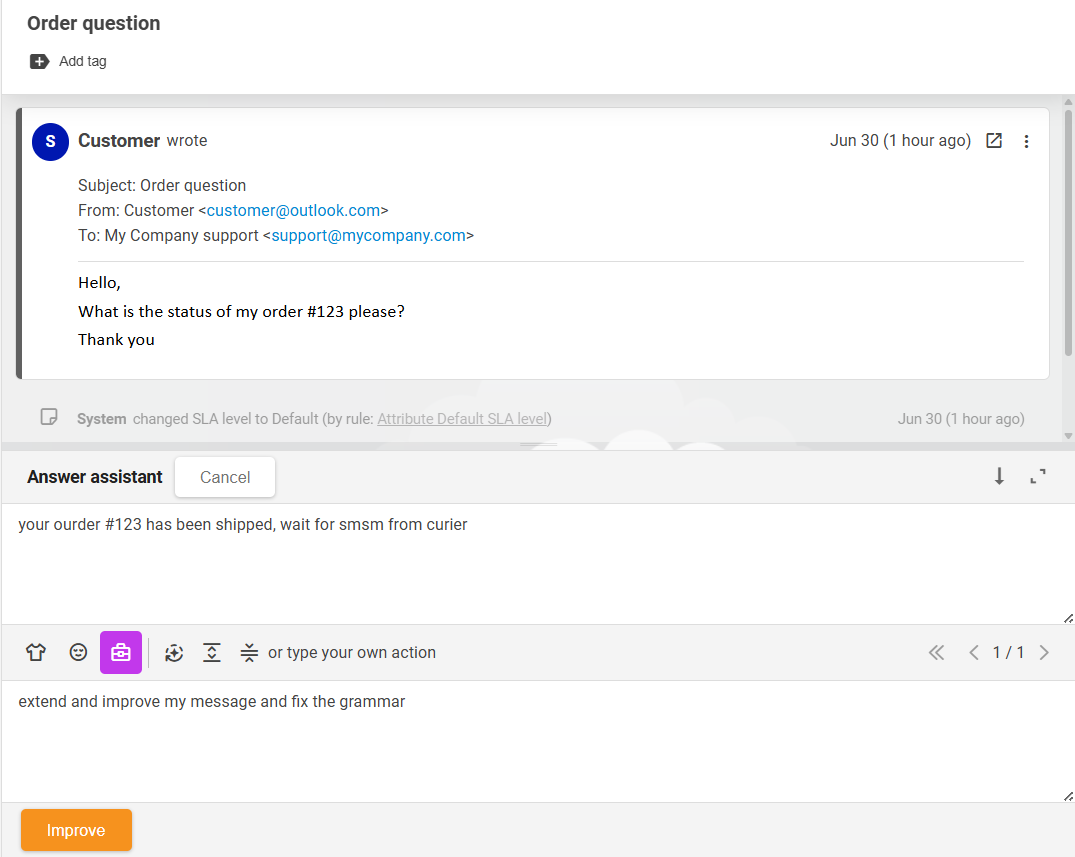 Función de asistente de respuestas de IA de LiveAgent