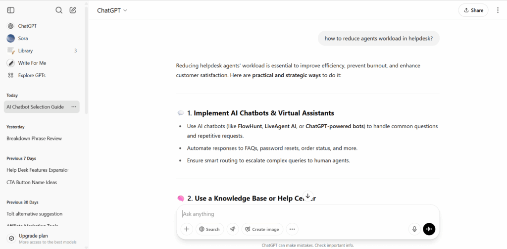Descripción general de ChatGPT de la conversación