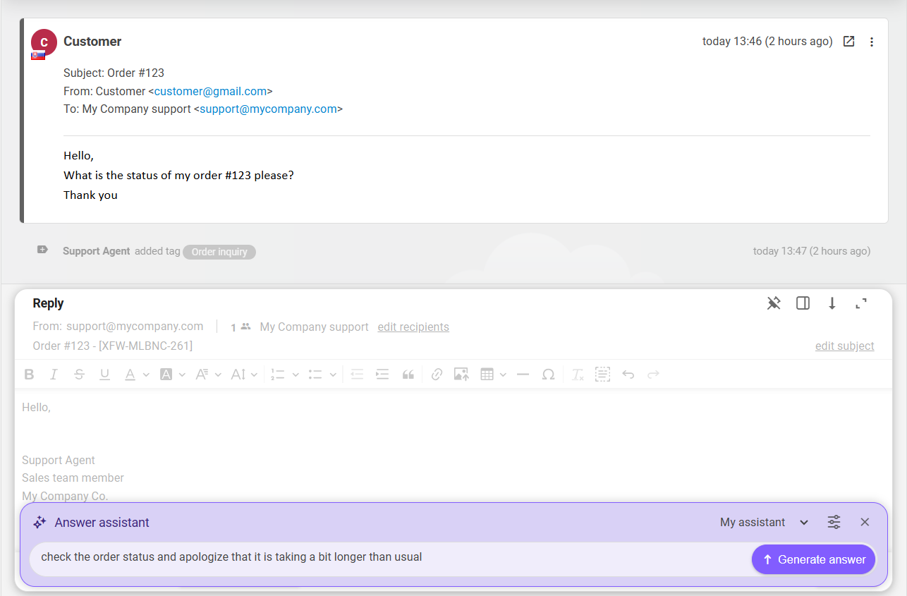 Nueva interfaz del Asistente de Respuesta con IA mejorado