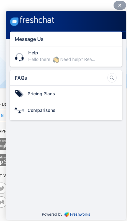 Ventana de chat en vivo de FreshChat