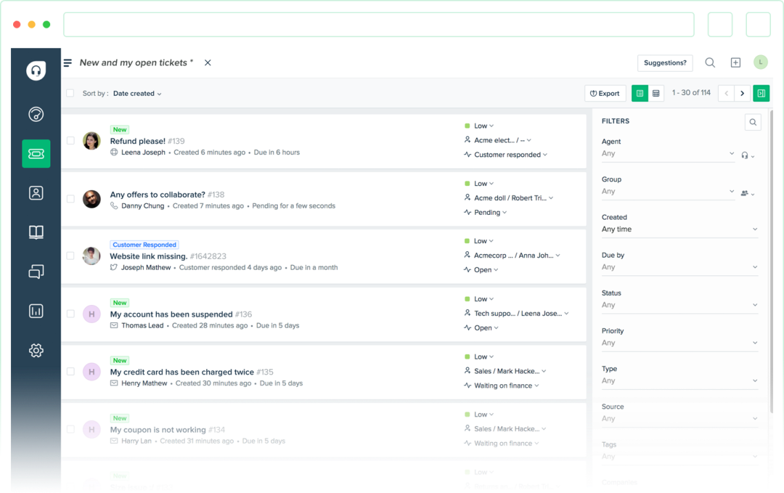 Tickets abiertos de FreshDesk