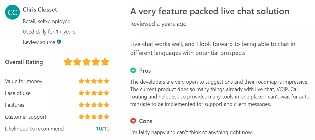 Reseña de GetApp LiveChat