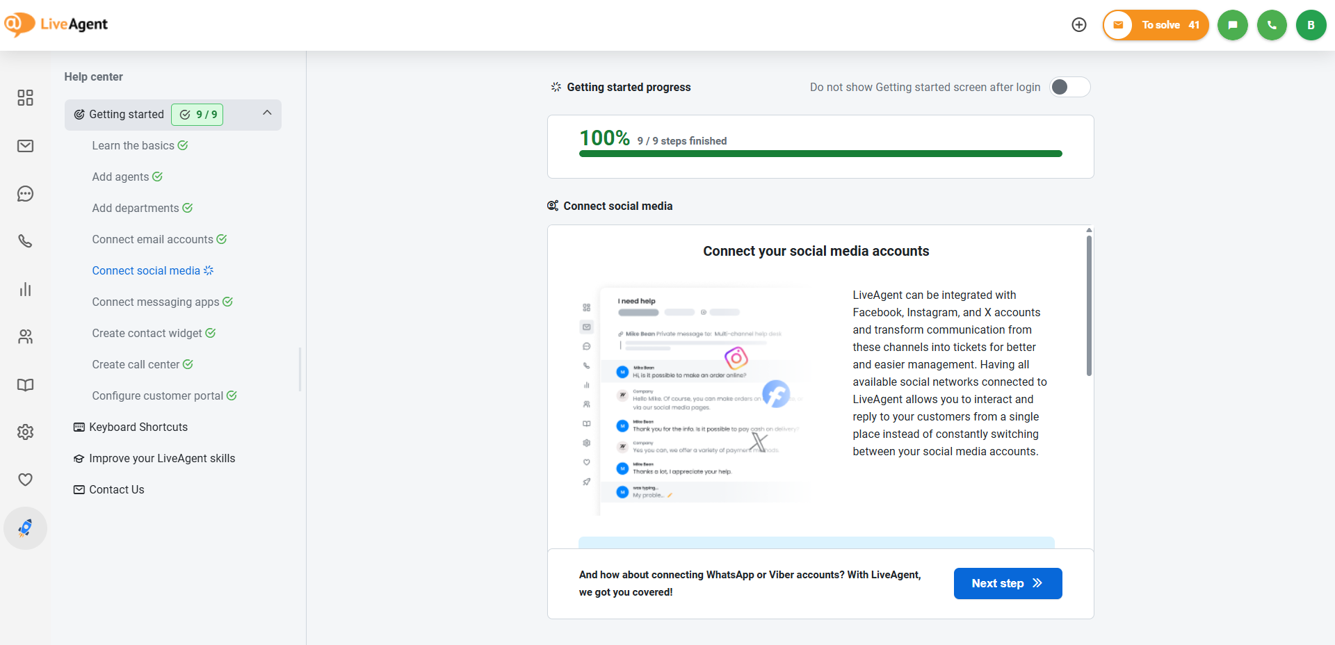 Ejemplo de centro de ayuda bien organizado