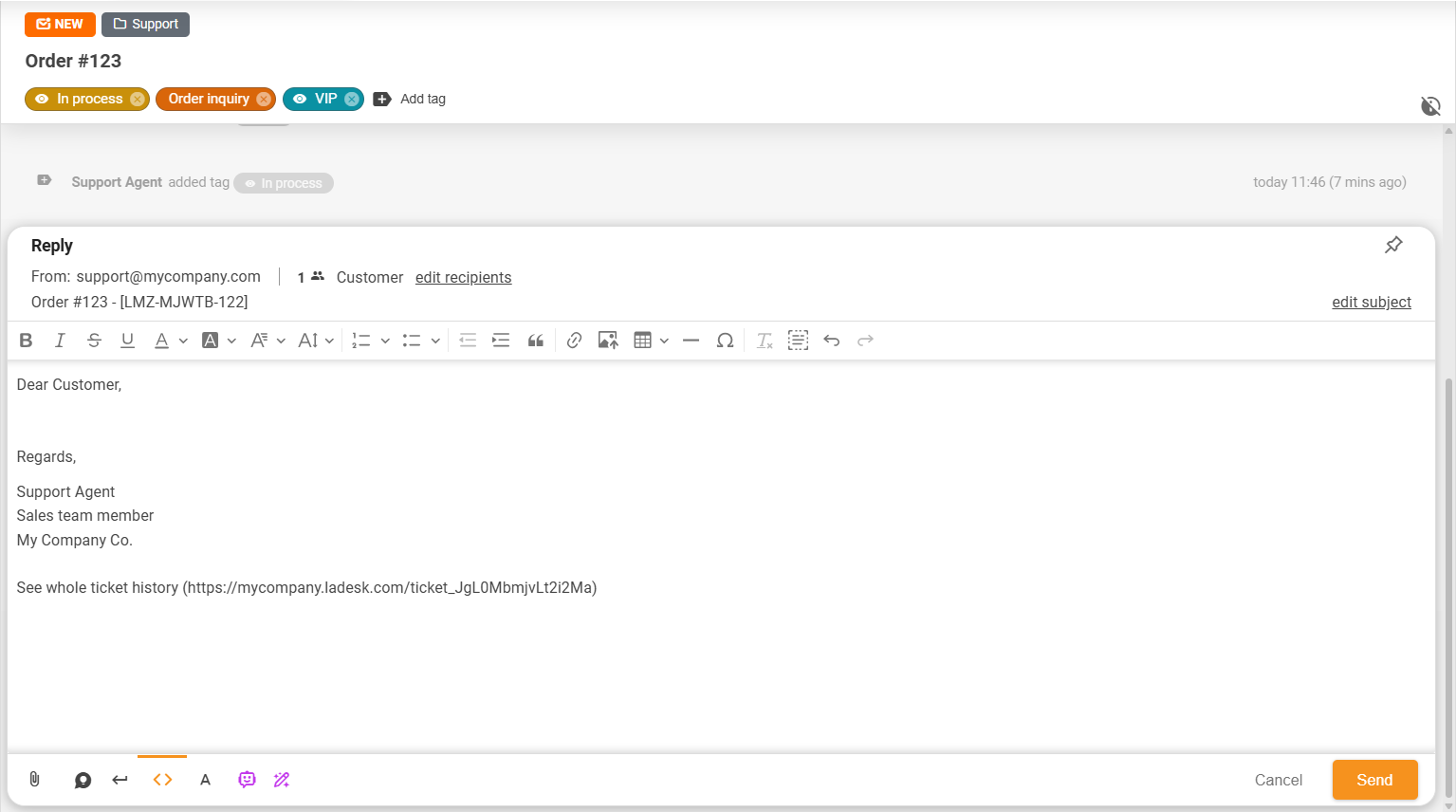 Característica de anclar y desanclar de LiveAgent
