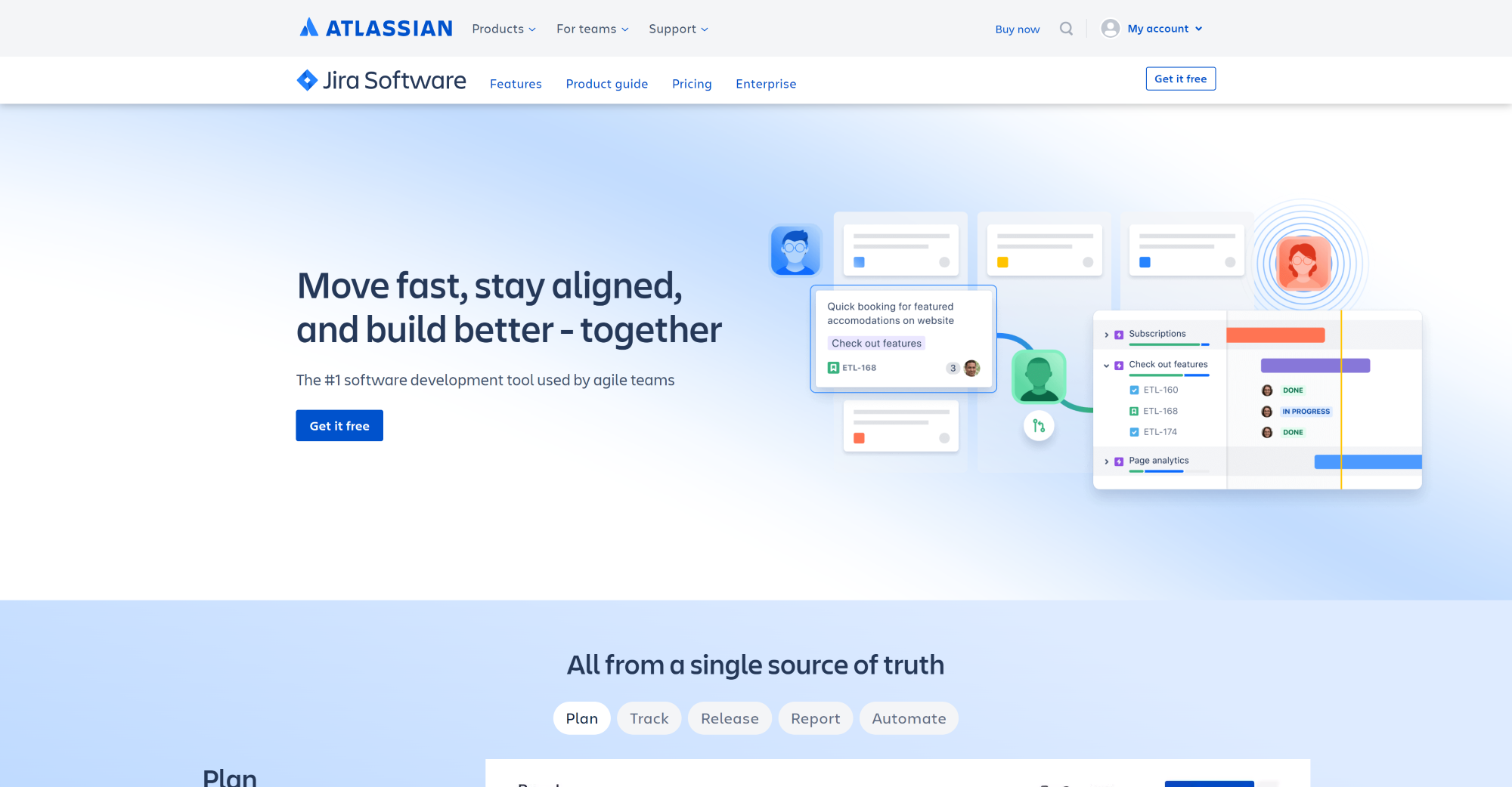 Página de inicio de Jira - Alternativa a Spiceworks que ofrece una solución de software integral