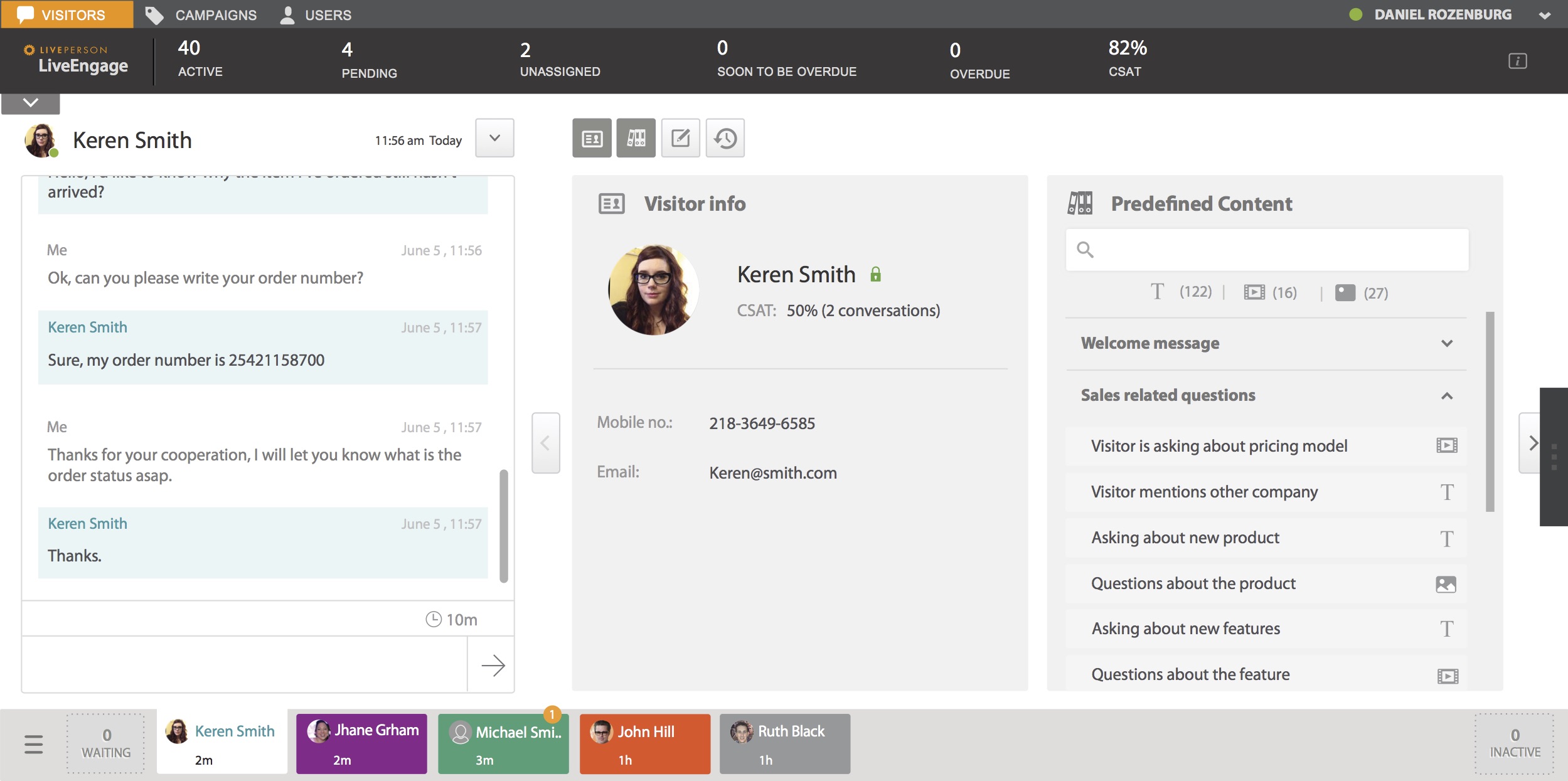 Ventana de chat continuo de LivePerson