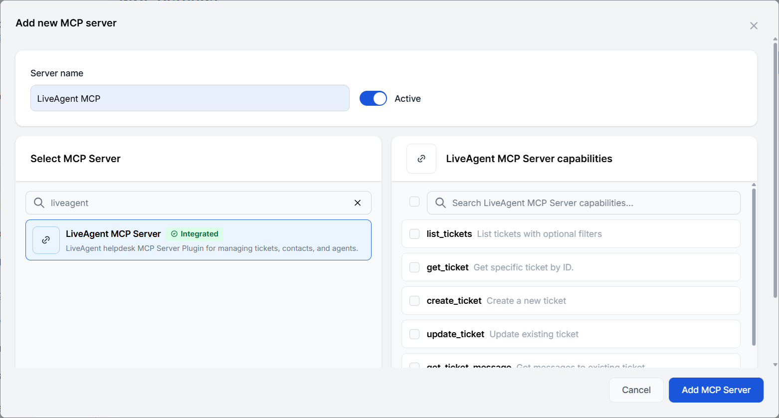 Un nuevo servidor MCP de Liveagent fue agregado a FlowHunt