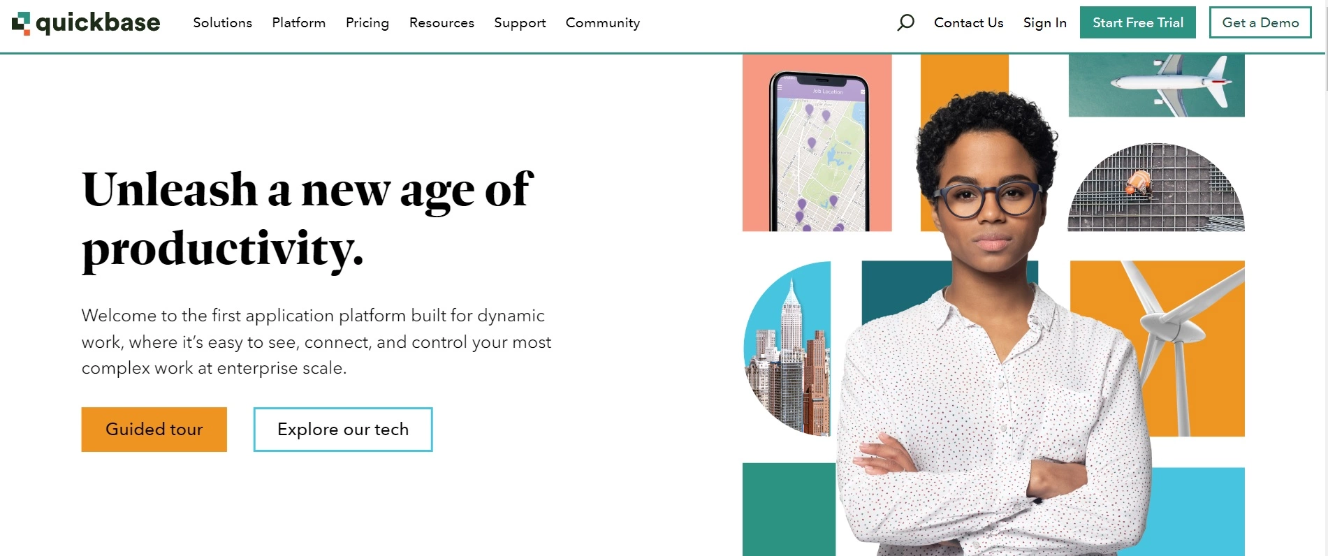 Página de inicio de Quickbase - conecta y controla tus proyectos complejos sin ninguna experiencia en codificación