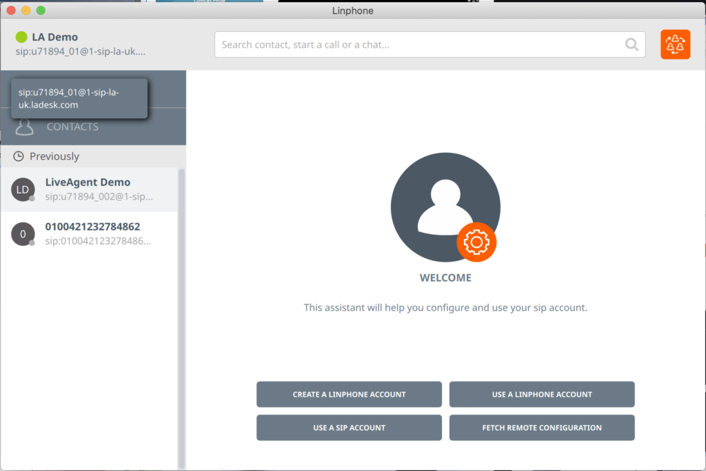 Configuración de cuenta Linphone Softphone