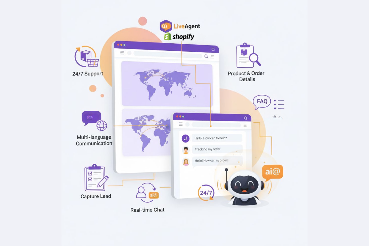La integración de Shopify con LiveAgent AI Chatbot