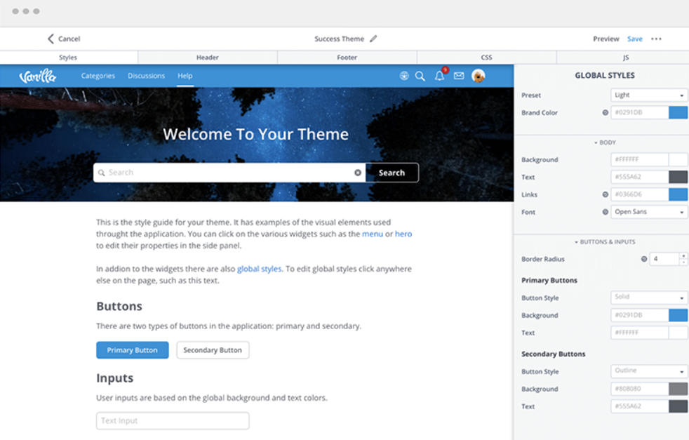 Complemento de tema Vanilla