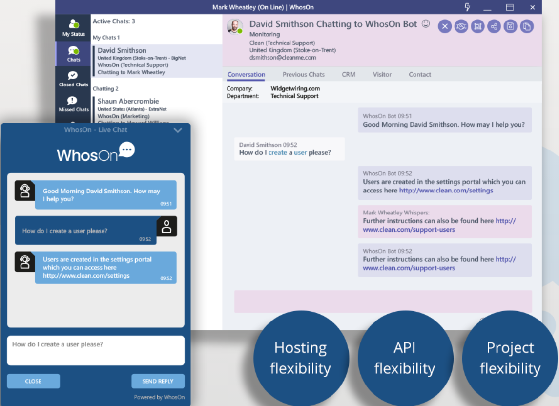 Vista general del chat en vivo de WhosOn