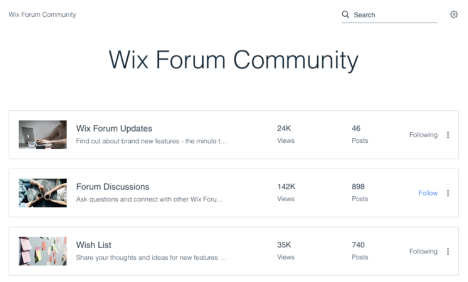 Foro comunitario de Wix