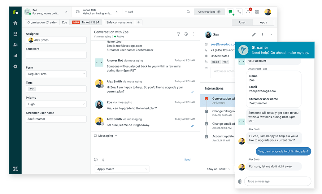 Soporte al cliente y conversaciones de Zendesk