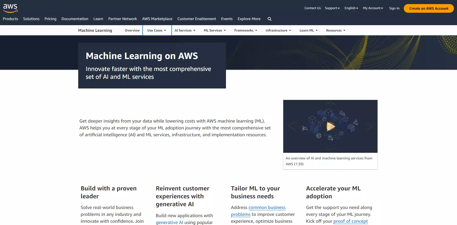 Página de Amazon Machine Learning