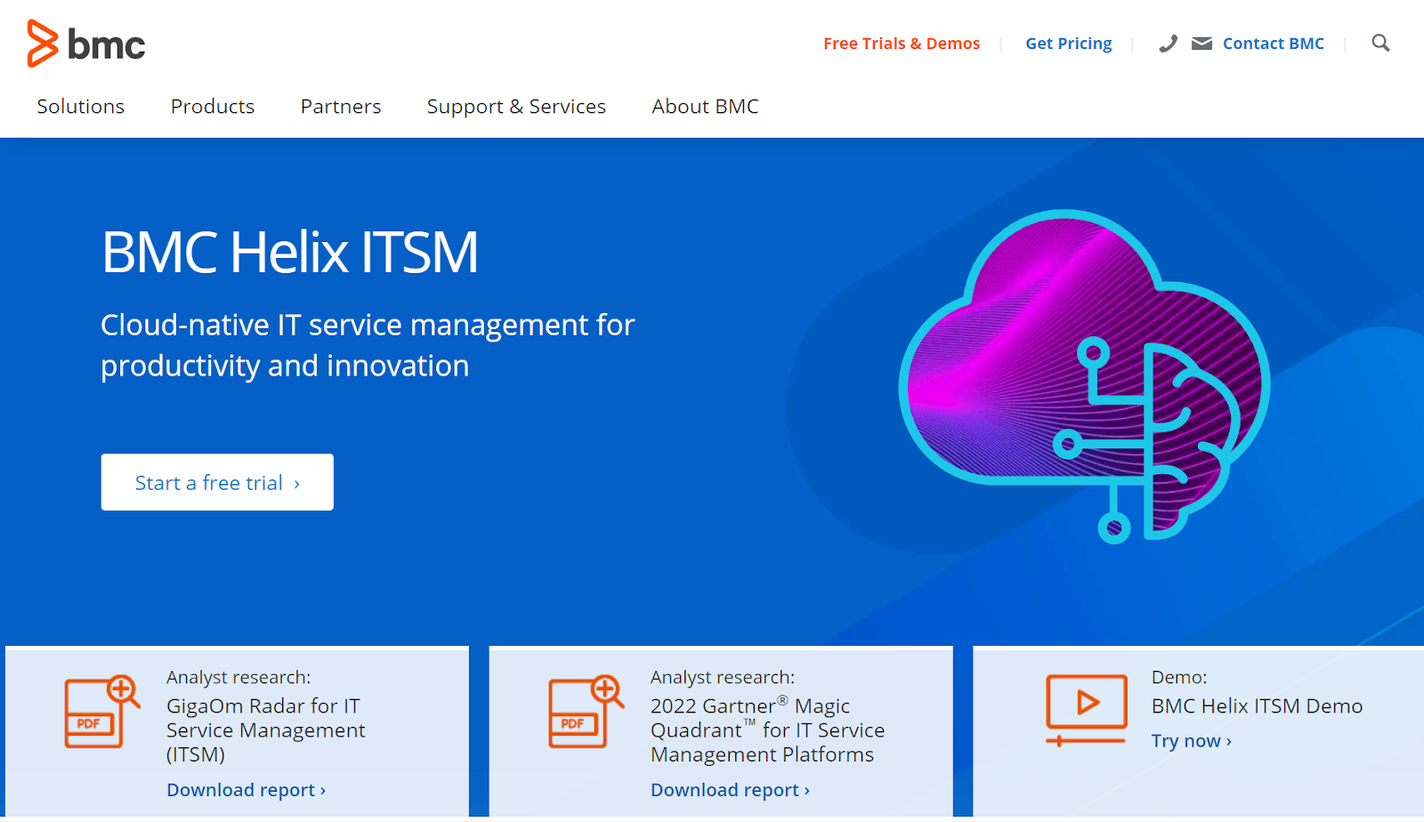 Página de inicio de BMC Helix ITSM - Alternativa de Spiceworks para gestión de servicios de TI y productividad