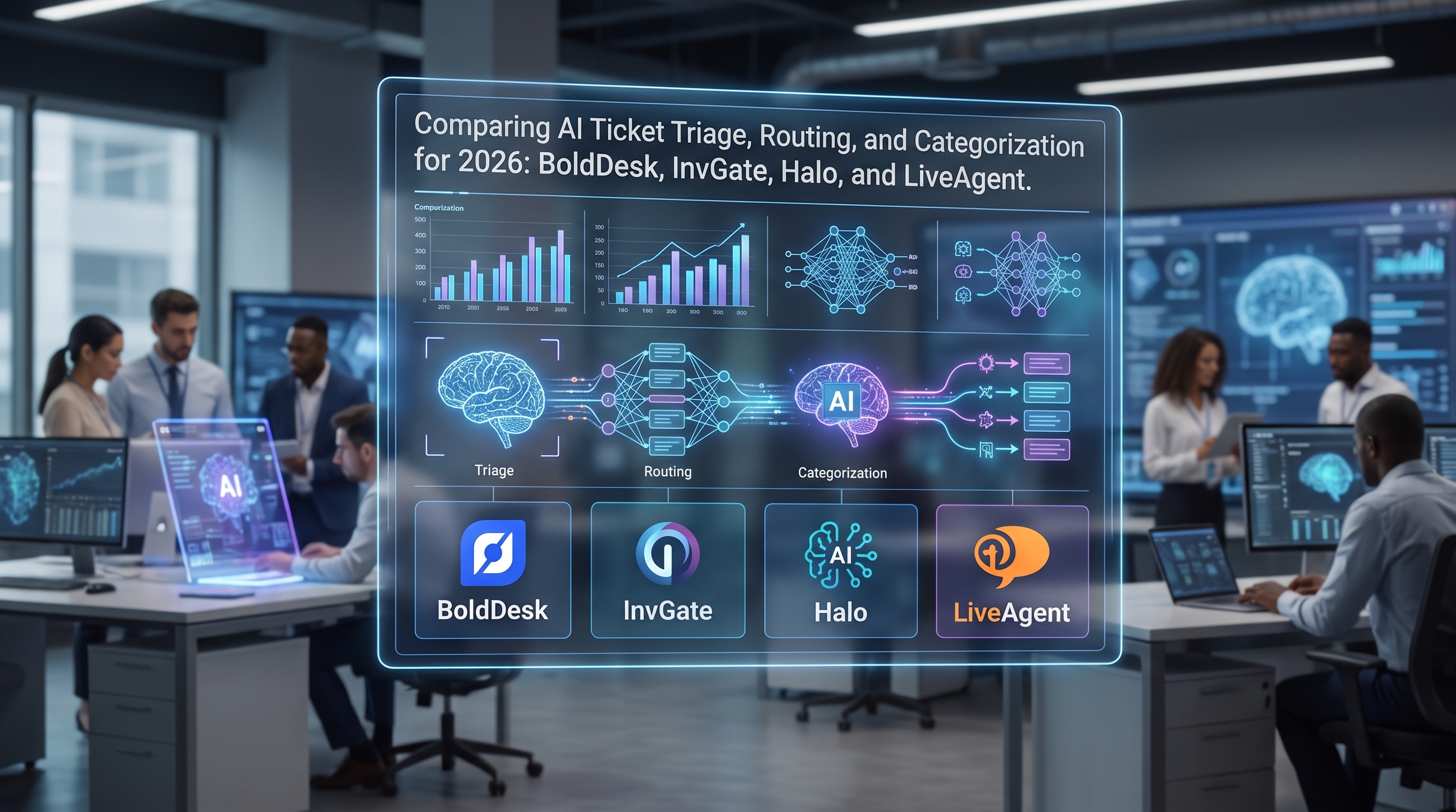 BoldDesk vs InvGate vs Halo vs LiveAgent: Comparativa de clasificación, enrutamiento y categorización de tickets con IA para 2026