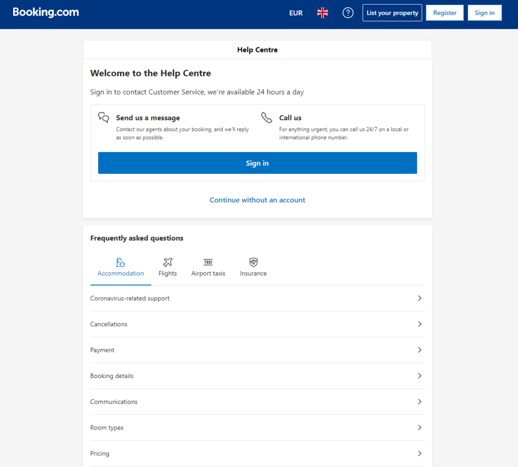 Centro de ayuda de Booking.com