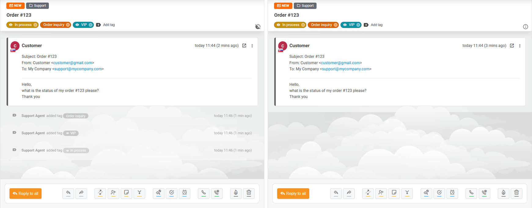 Opción para ocultar mensajes del sistema en un ticket