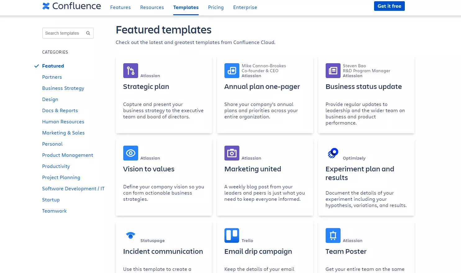 Plantillas de Confluence