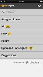 Interfaz de la aplicación iOS de LiveAgent - Gestión de tickets